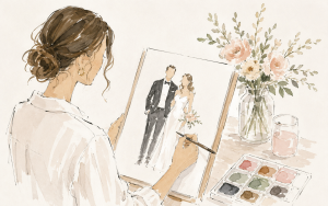 Watercolour wedding live illustrator